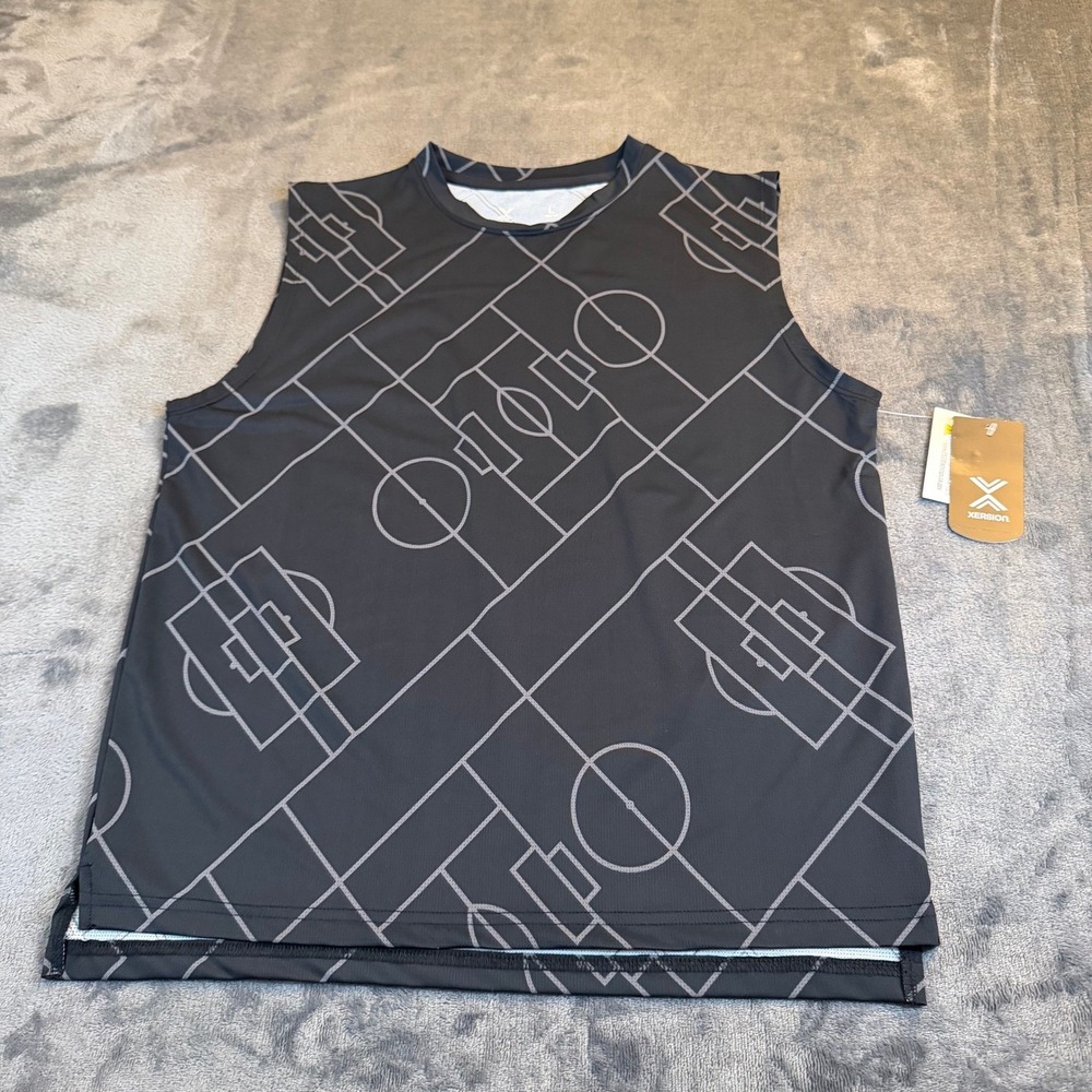 Xersion Mesh Graphic Tank Top Kids Large Black Basketball Court Quick Dri NWT